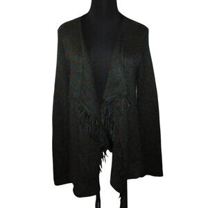 Wooden Ships Open Front Cardigan Mohair, Wool, Acrylic Blend Fringe Size M/L